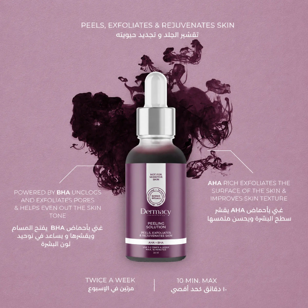 محلول التقشير بحمضي الجلايكوليك واللاكتيك (AHA + BHA) 30ml
