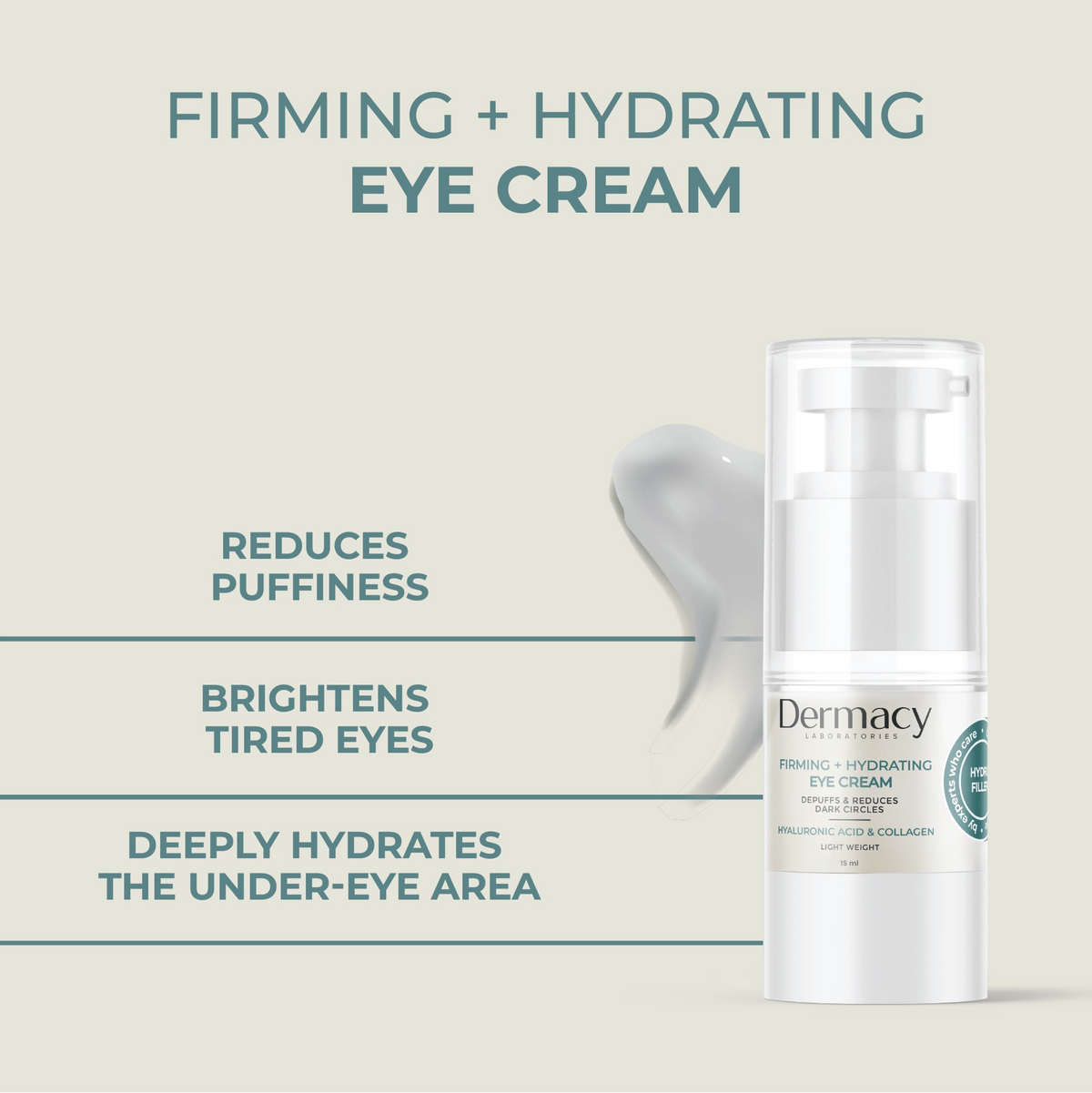 Caffeine + Hyaluronic Acid + Collagen Eye Cream 15ml